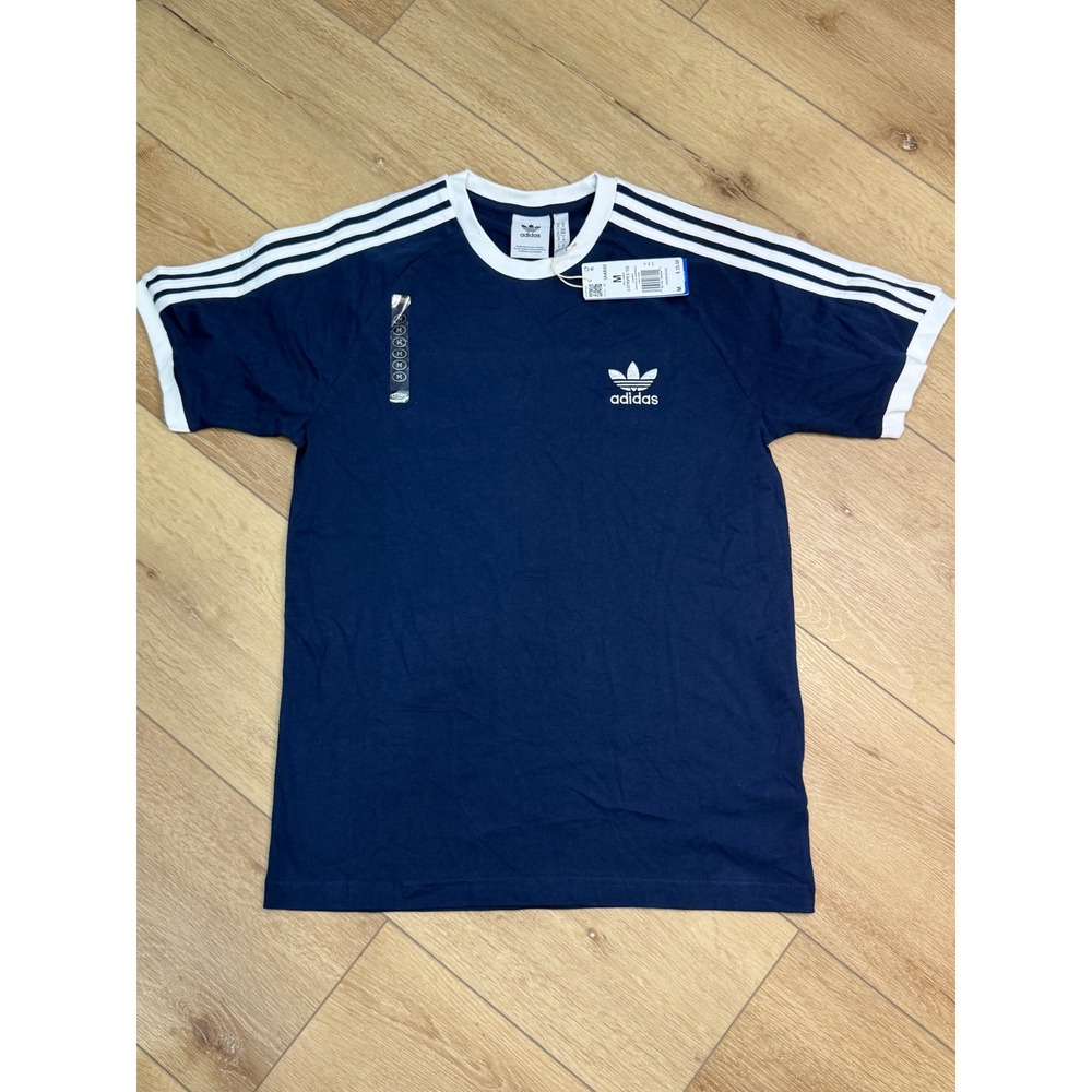 Adidas Originals Mens Medium 3-Stripes Tee Navy Blue Ringer T-Shirt IA4850